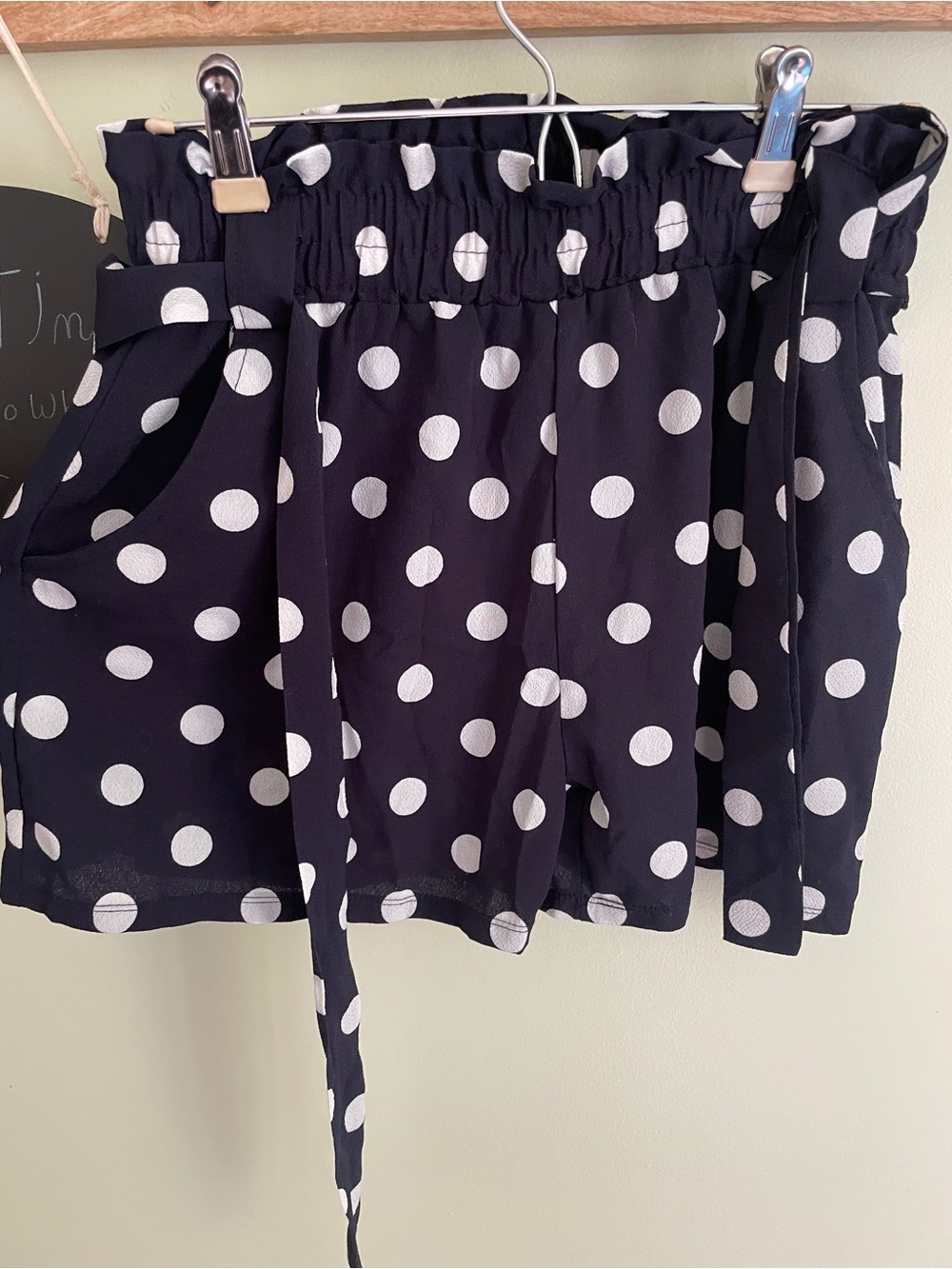 QED London Navy and White Polka Dot Shorts